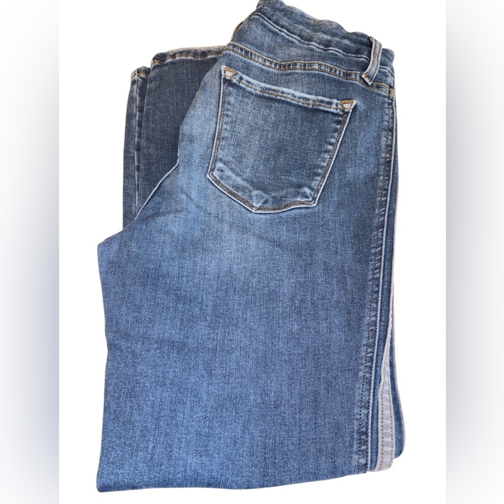 Flying Monkey jeans mid rise ankle skinny light stripe down side button/zip 10